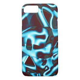 Funda Para iPhone 8/7 Tonos de cian claro en tiras abstractas sobre rojo