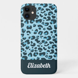 Funda Para iPhone 11 Tonos de moda de la huella azul del leopardo con n