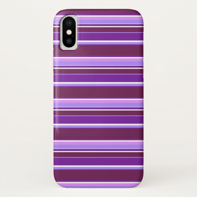 Funda De Case-Mate Para iPhone Tonos de rayas violetas (Reverso)
