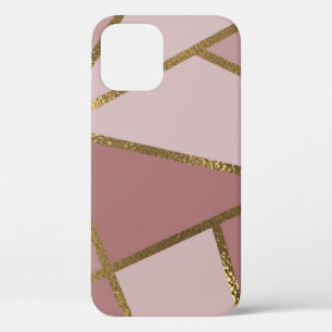 Funda Para iPhone 12 Tonos de rosa malva y bronce dorado glam geométric
