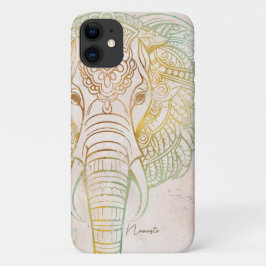 Funda Para iPhone 11 Tonos neatrales zen y elefante dorado indio