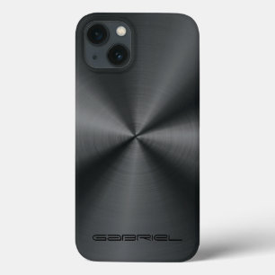 Funda Para iPhone 13 Tonos negros metálicos Acero inoxidable Aspecto 2