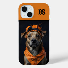Funda Para iPhone 15 Tonto perro lindo de Halloween disfrazado