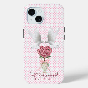 Funda Para iPhone 15 Topiaria de corazón con palomas de fe inspiradora
