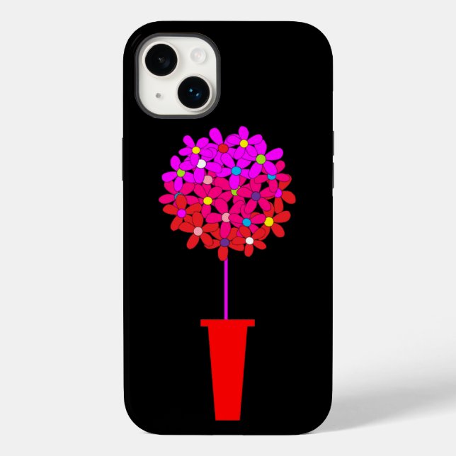 Funda De Case-Mate Para iPhone Topiary Pink Daisy Puff (Reverso )