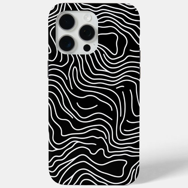 Funda De Case-Mate Para iPhone Topographic Line Art in Black 🗺️ (Reverso )