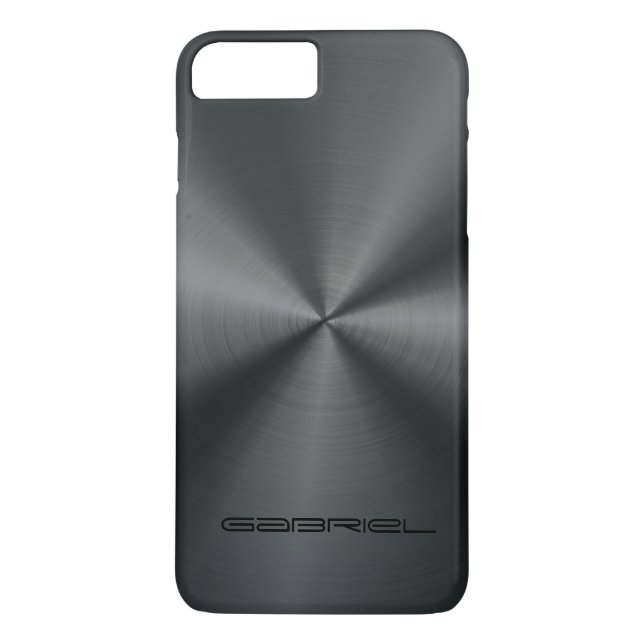 Funda De Case-Mate Para iPhone Toque negro metálico Aspecto de acero inoxidable (Reverso)