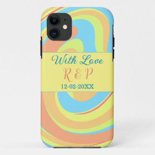 FUNDA PARA iPhone 11 TORBELLINO DE PASTEL RETRO AGREGAR NOMBRE LETRA FE