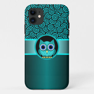 Funda Para iPhone 11 torbellino turquesa con búho
