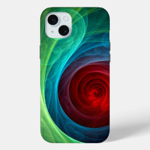 Funda Para iPhone 15 Mini Tormenta roja Floral Moderno Resumen Patrón de col