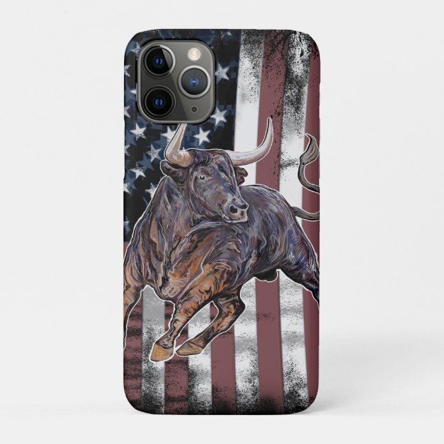 Funda De Case-Mate Para iPhone Toro de bandera estadounidense (Reverso)