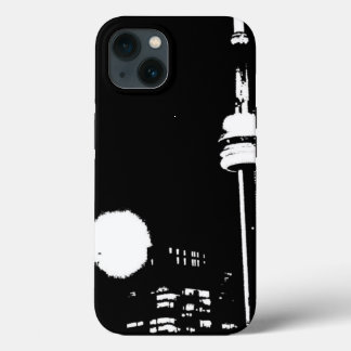 Funda Para iPhone 13 torre CN de Toronto en plantilla en blanco y negro