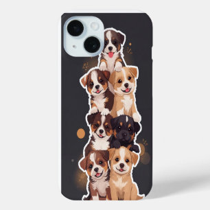 Funda Para iPhone 15 Torre de Cachorros - Arte Mascota espantoso