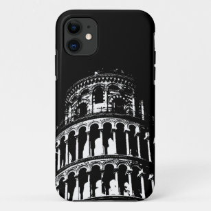 Funda Para iPhone 11 Torre de Pisa Italia de inclinación blanca negra