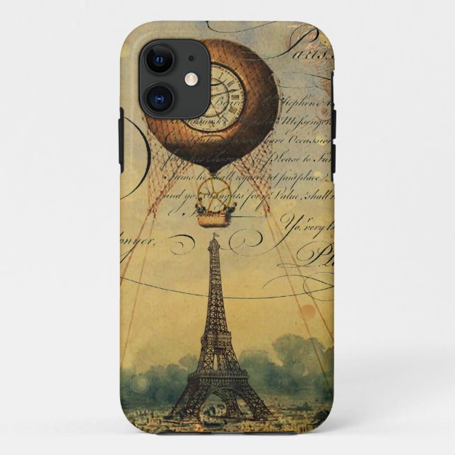 Funda De Case-Mate Para iPhone Torre Eiffel Balón de aire caliente Steampunk (Reverso)