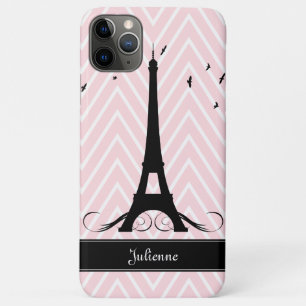 Funda Para iPhone 11 Pro Max Torre Eiffel de los Chevrons Rosa de París