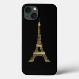Funda Para iPhone 13 Torre Eiffel de Oro y Negro de Francia