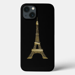 Funda Para iPhone 13 Torre Eiffel de Oro y Negro de Francia