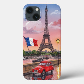 Funda Para iPhone 13 Torre Eiffel de París: Edición romántica puesta de