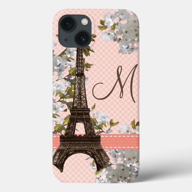 Funda De Case-Mate Para iPhone Torre Eiffel del monograma parisiense (Reverso)