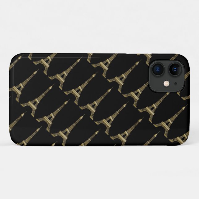 Funda De Case-Mate Para iPhone Torre Eiffel París Tema negro (Reverso (horizontal))