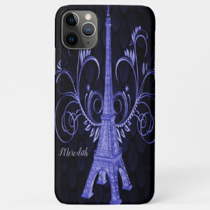 Funda Para iPhone 11 Pro Max Torre Eiffel Púrpura Floral
