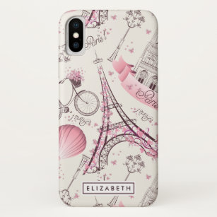 Funda Para iPhone X Torre Eiffel rosada elegante de París