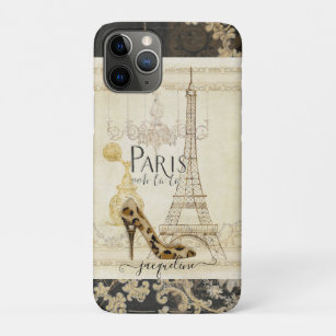 Funda Para iPhone 11 Pro Torre Eiffel Vintage París Fashion Shoe Chandelier