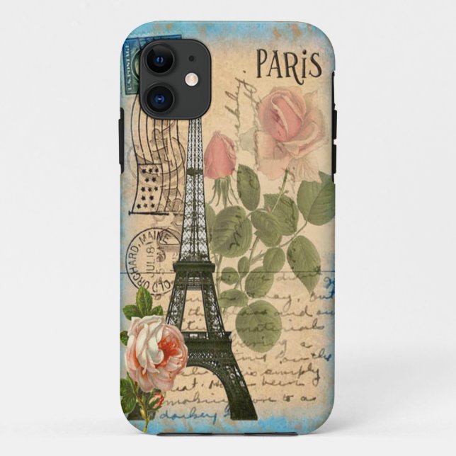 Funda De Case-Mate Para iPhone Torre Eiffel y rosas elegantes lamentables de (Reverso)