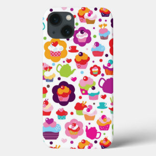 Funda Para iPhone 13 Torta de la taza y pote lindos del té