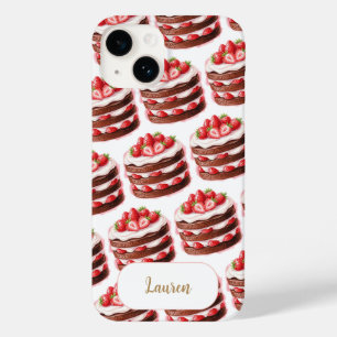 Funda Para iPhone 14 De Case-Mate Tortas De Chocolate Y Fresa Comida Divertida Nombr