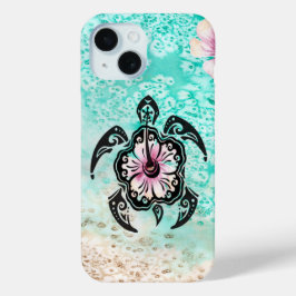 Funda Para iPhone 15 Tortuga de Hibiscus