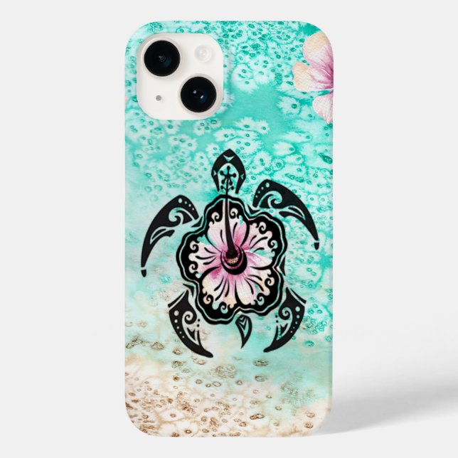 Funda De Case-Mate Para iPhone Tortuga de Hibiscus (Reverso )