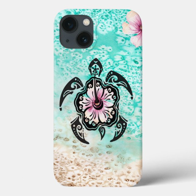 Funda De Case-Mate Para iPhone Tortuga de Hibiscus (Reverso)