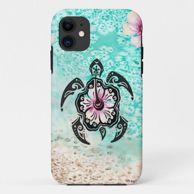 Funda De Case-Mate Para iPhone Tortuga de Hibiscus (Reverso)