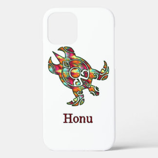 Funda Para iPhone 12 Tortuga de mar tribal con arco iris en blanco