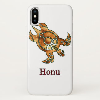 Funda Para iPhone X Tortuga de mar tribal de oro en blanco