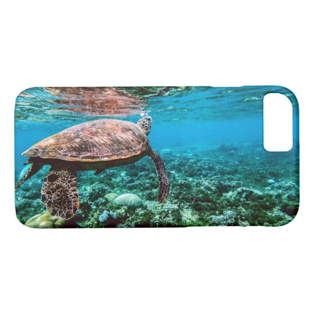 Funda De Case-Mate Para iPhone Tortuga de mar tropical submarina (Reverso (horizontal))