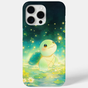 Funda Para iPhone 15 Pro Max Tortuga en un soñador estanque estrellado