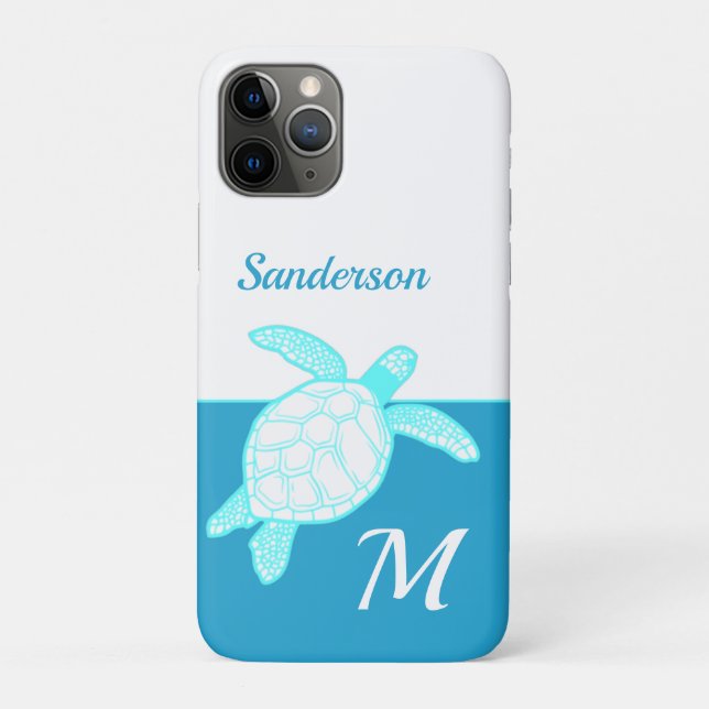 Funda De Case-Mate Para iPhone Tortuga marina azul Verde azulado blanco (Reverso)