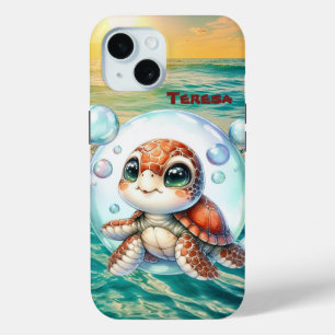 Funda Para iPhone 15 Tortuga marina de playa linda 