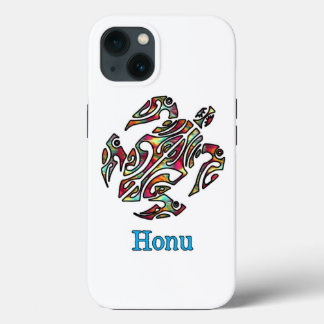 Funda Para iPhone 13 Tortuga marina hawaiana tribal arco iris