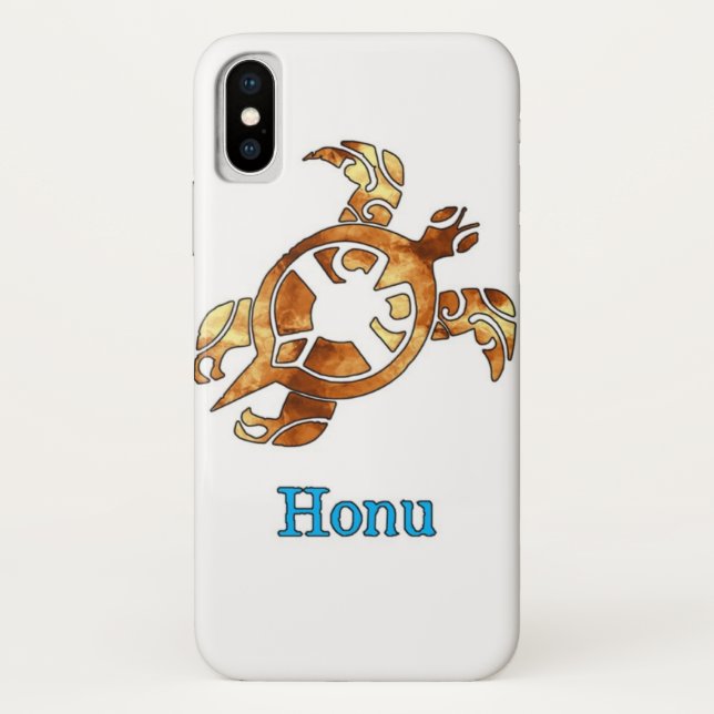 Funda De Case-Mate Para iPhone Tortuga marina tribal hawaiana en oro (Reverso)