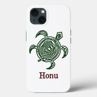 Funda Para iPhone 13 Tortuga marina tribal hawaiana en verde