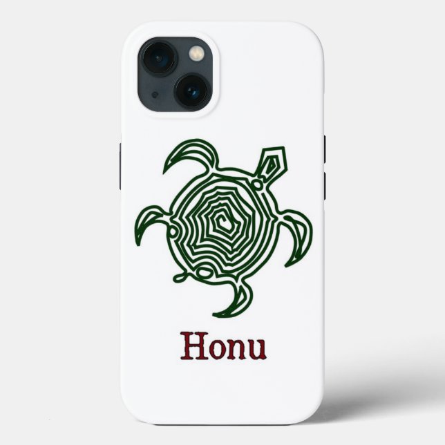 Funda De Case-Mate Para iPhone Tortuga marina tribal hawaiana en verde (Reverso )