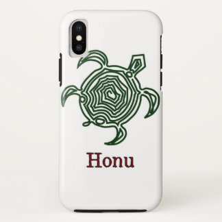 Funda Para iPhone X Tortuga marina tribal hawaiana en verde