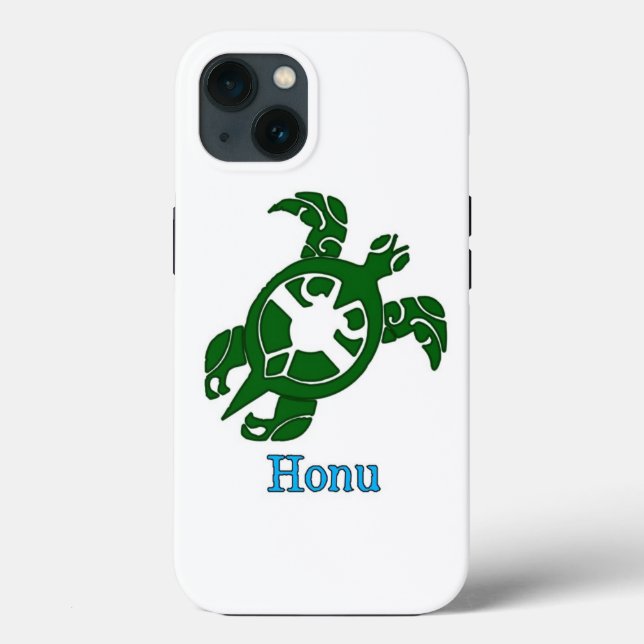 Funda De Case-Mate Para iPhone Tortuga marina verde tribal honu en blanco (Reverso )