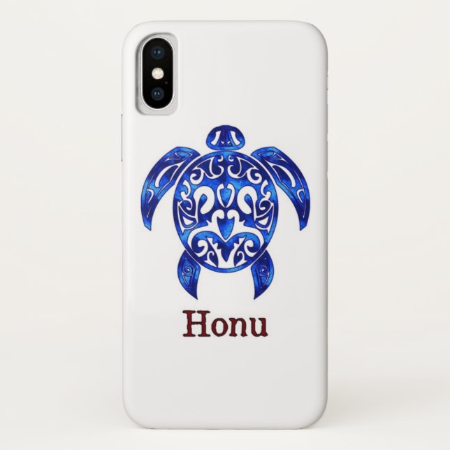 Funda De Case-Mate Para iPhone Tortuga oceánica azul tribal hawaiana (Reverso)