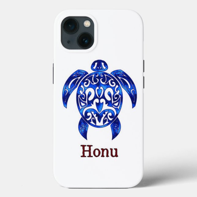 Funda De Case-Mate Para iPhone Tortuga oceánica azul tribal hawaiana (Reverso )