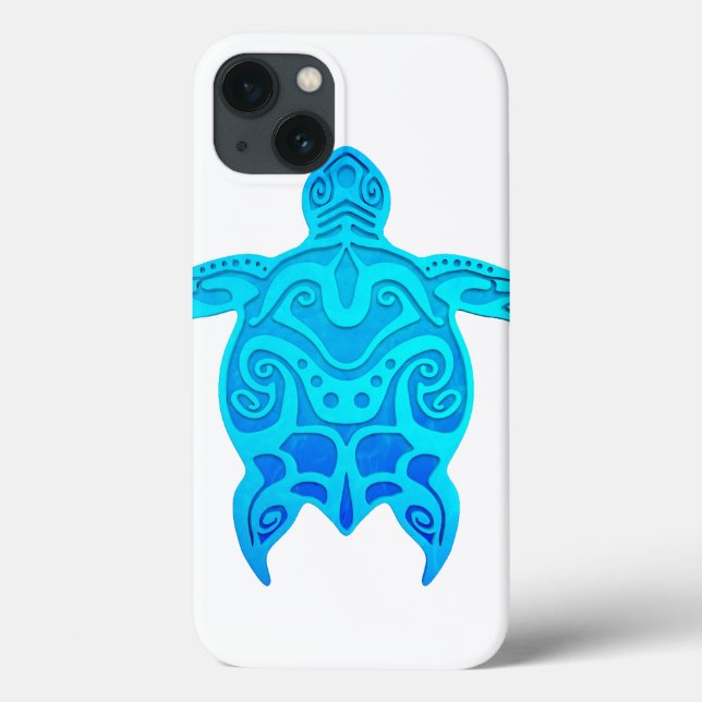 Funda De Case-Mate Para iPhone Tortuga tribal azul (Reverso)